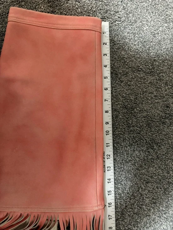 J. Crew Collection Coral Pink Suede Fringe Mini Skirt 2 - Picture 10 of 10